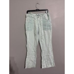 MISS ME Cargo Pants Womens Medium Mint Green 32x29 Wide Leg Linen Trousers Y2k